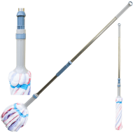 Set mop cu benzi, absorbant, din microfibra, 35.5 x 20 CM, cu stoarcere pe maner si coada metalica 103.5 CM